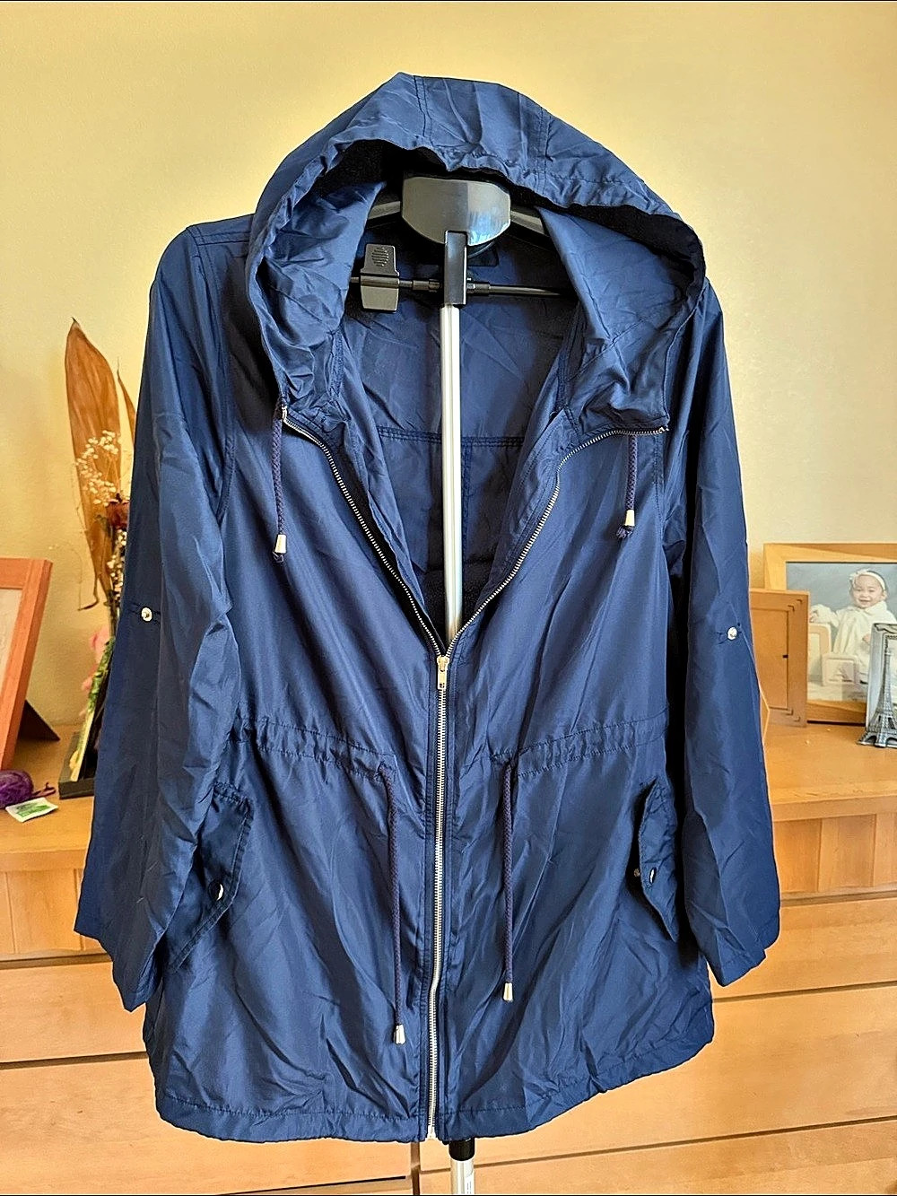 Women's Hooded Utility Jacket in Blue Like New